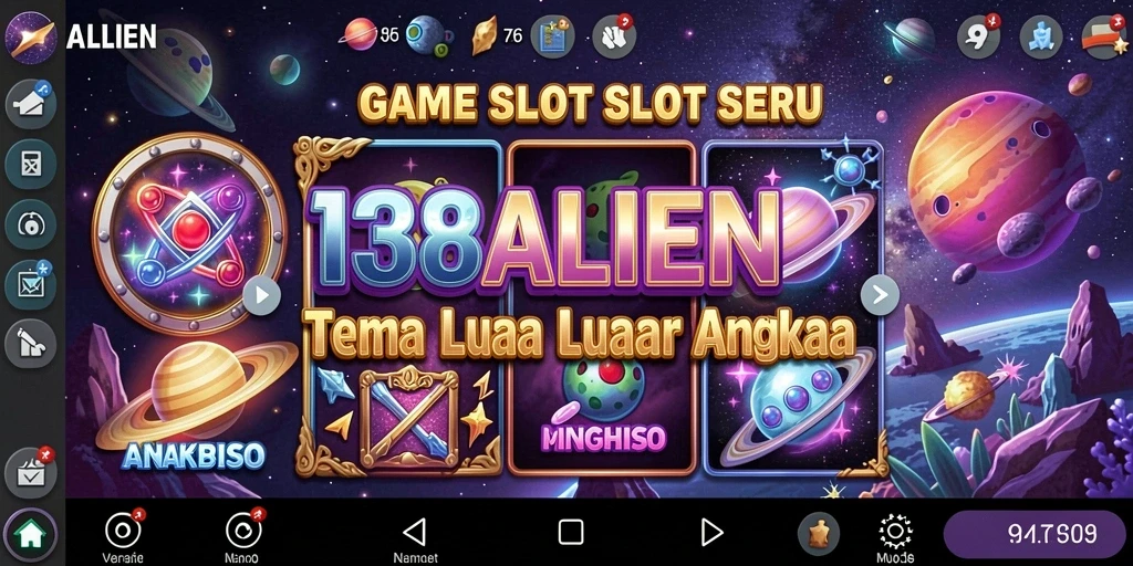 Tampilan game Slot 138ALIEN dengan efek luar angkasa yang menakjubkan.
