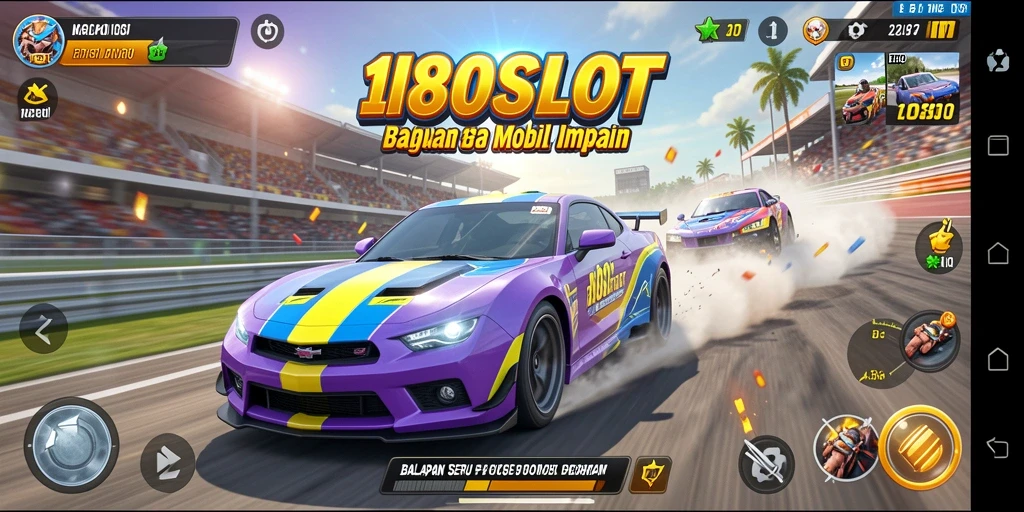 Tampilan gameplay balapan menegangkan di 180SLOT.