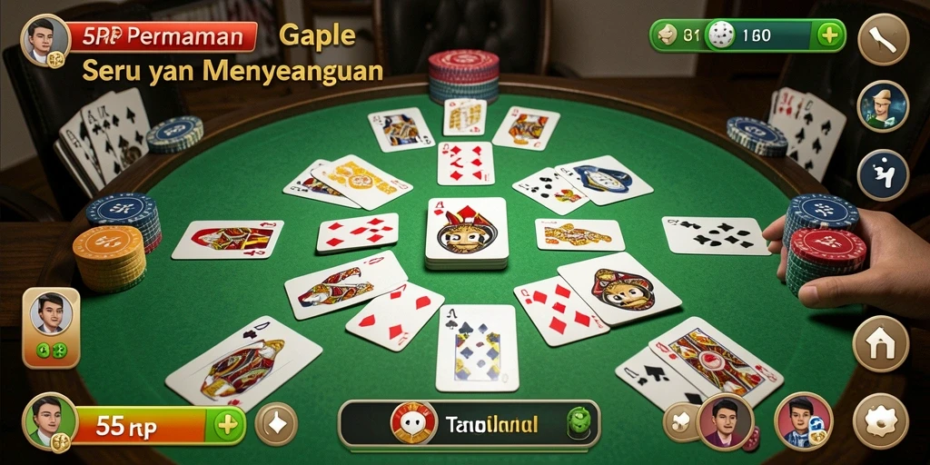 Tampilan gameplay seru di 55RP permainan Gaple.