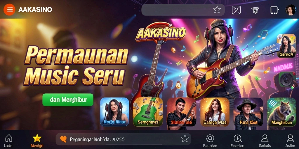 Screenshot gameplay AAKASINO menunjukkan interaksi seru dalam permainan musik.