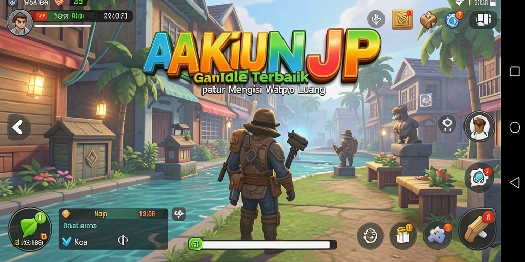 Tampilan gameplay AKUNJP yang menampilkan pengelolaan sumber daya secara otomatis.