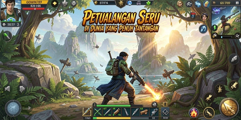 Tampilan gameplay menarik dari GOWIN789 dengan banyak aksi petualangan.