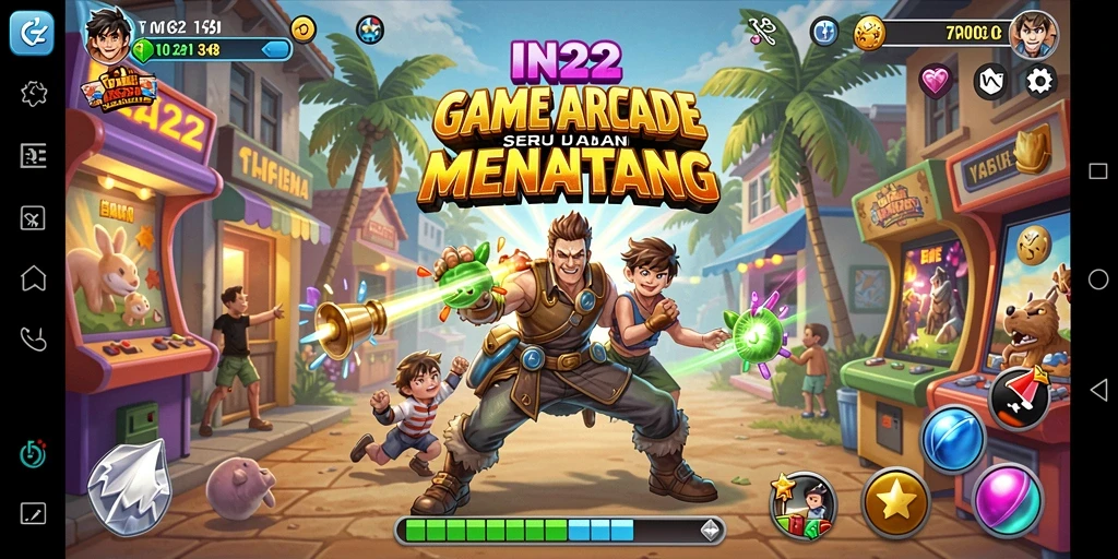 Tampilan gameplay seru dalam IN22 dengan aksi Arcade yang mendebarkan.