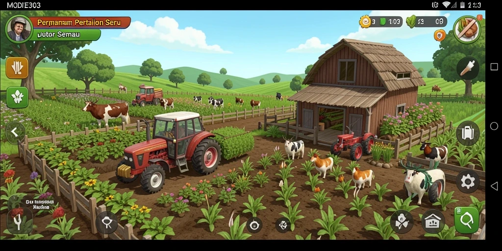 Gameplay menarik MODE303 dengan fokus pada pertanian kreatif.