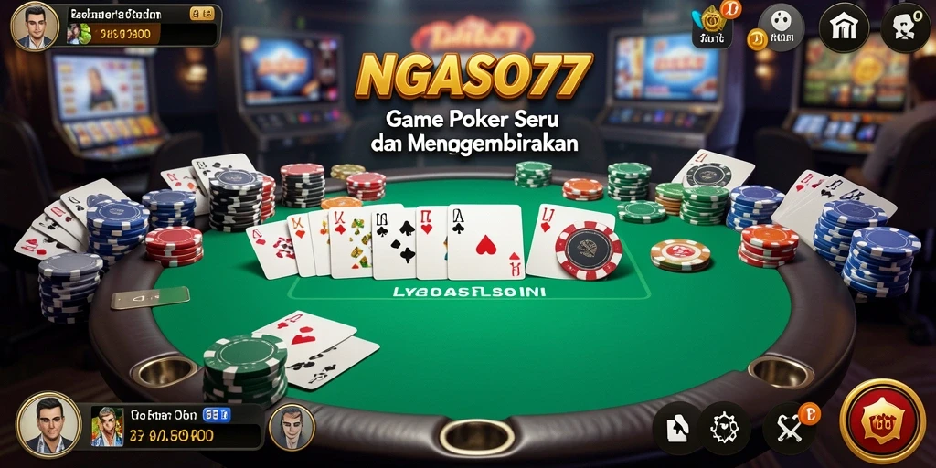 Screenshot menunjukkan gameplay poker yang menarik dan interaktif.