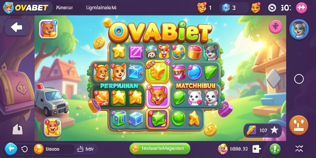 Screenshot gameplay dari OVABET yang menampilkan keseruan Match-3.