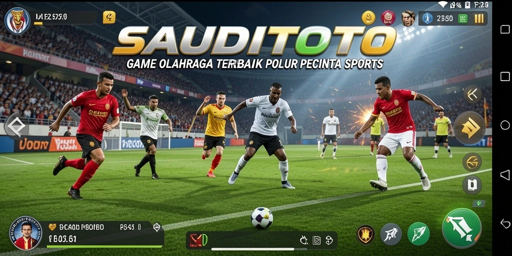 Screenshot utama SAUDITOTO menampilkan aksi intens dalam permainan olahraga.
