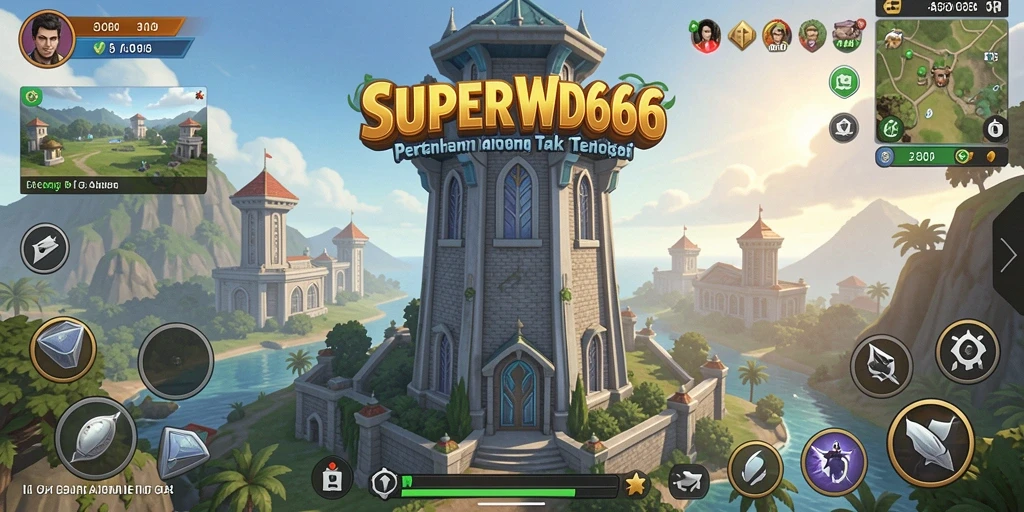Tampilan gameplay SUPERWD666 yang mendebarkan dalam pertahanan menara.