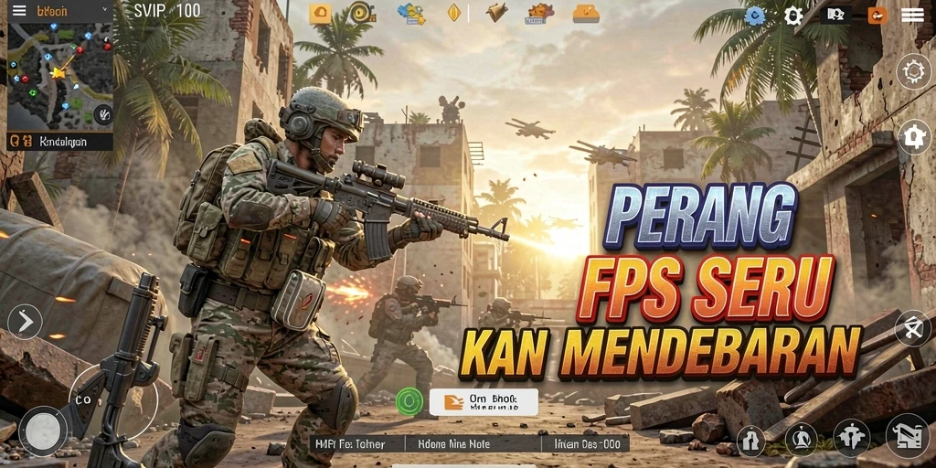 Screenshot gameplay SVIP10 yang menunjukkan aksi tembak-menembak intens.